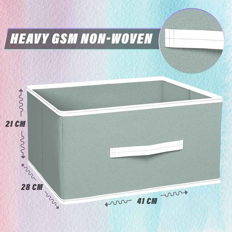 Kuber Industries Pack of 6 Foldable Storage Boxes | Multipurpose Organizer for Clothes|Light Grey