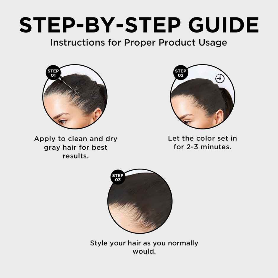 Orgatre Quick Gray Hair Touch Up Stick | Instant Gray Coverage | Semi Permanent -Black Color