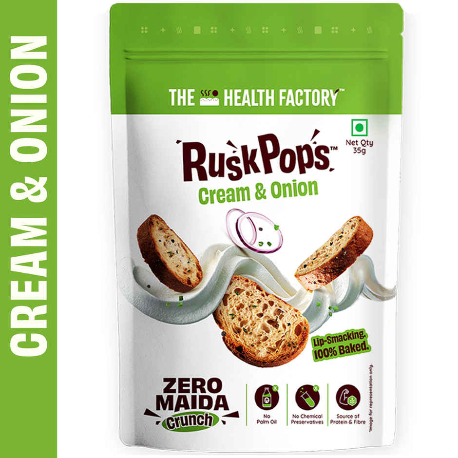 The Health Factory Zero Maida Rusk Pops- Cream & Onion