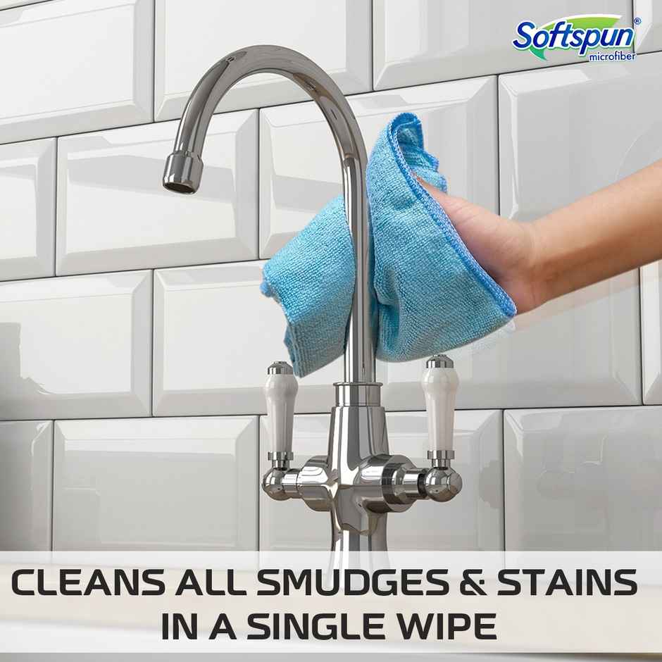 Softspun Microfiber Cleaning Cloths (280 GSM, 40x40cm, 4pc, Multicolor/Assorted)