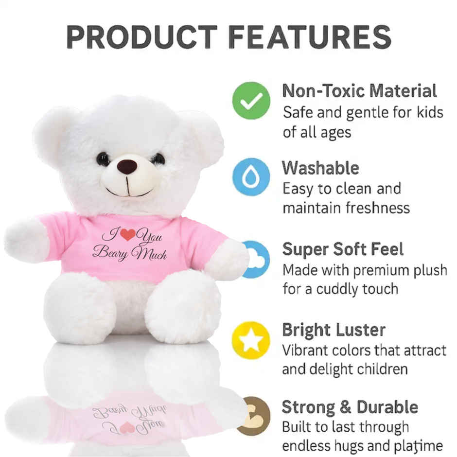 Fablue Soft Cuddly Teddy Bear Soft Toy for Kids | Ultra-Soft Plush Toy with Pink Shirt