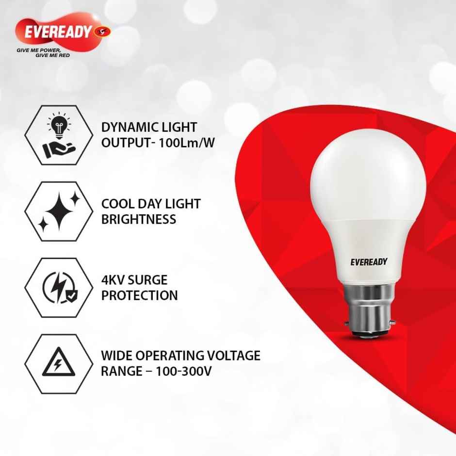 Eveready 18 W LED Bulb Cool Day Light | 6500K | Energy Efficient | B22 Base Holder