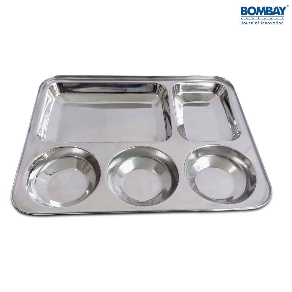 Bombay Kookware Stainless Steel Compartment Plates ( 5In 1) Bhojan Thali