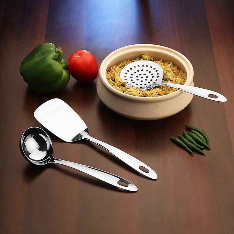 Petals 3 Pcs Cooking Serving Spoons Spatula Set - 9 Inches/23 Cms
