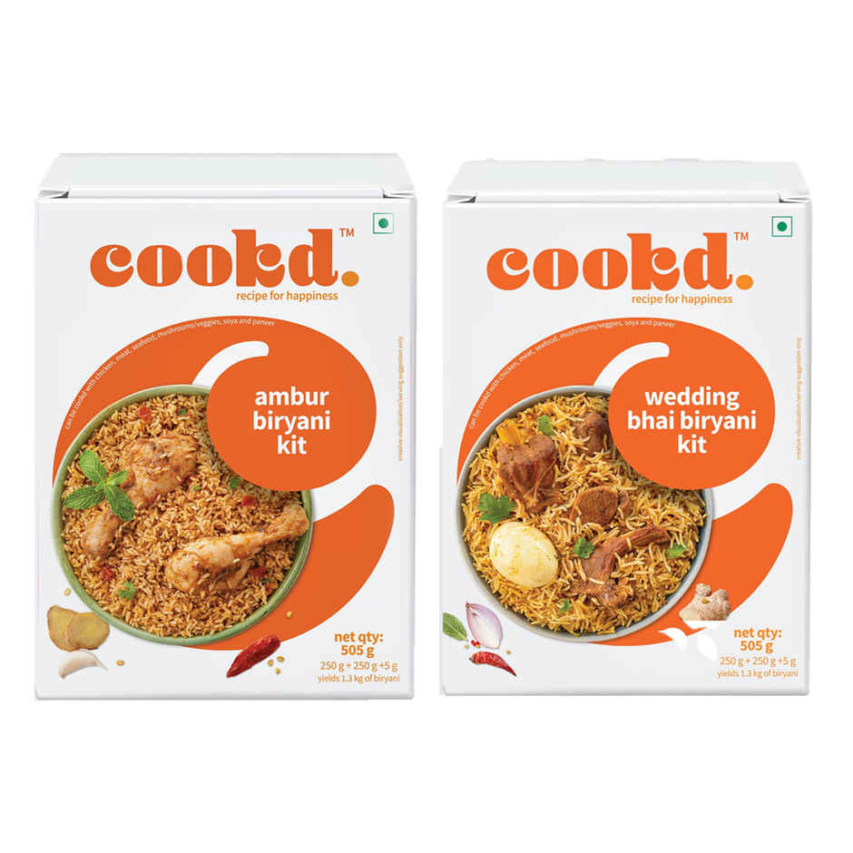 Cookd Ambur Biryani Kit (505g) & Cookd Wedding Bhai Biryani Kit (505g) Combo