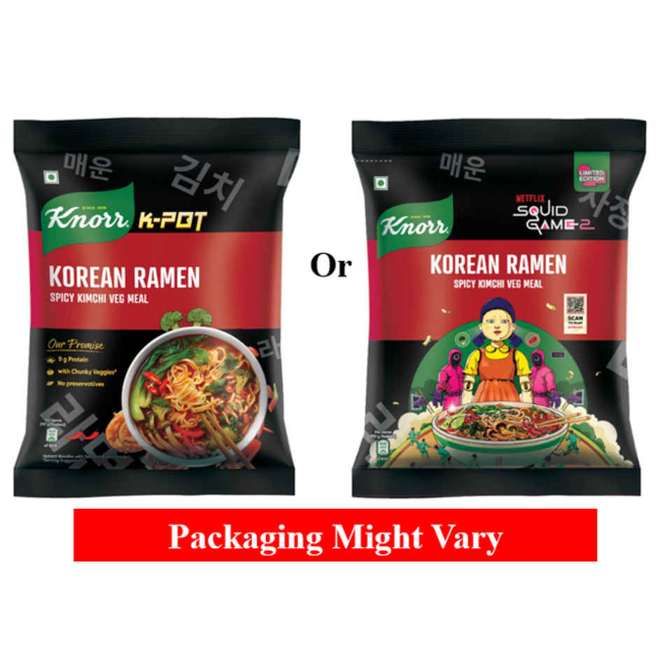 Korean Knorr Korean Ramen Spicy Kimchi Veg Meal(96gms) & Coke Zero Can(300ml) Combo