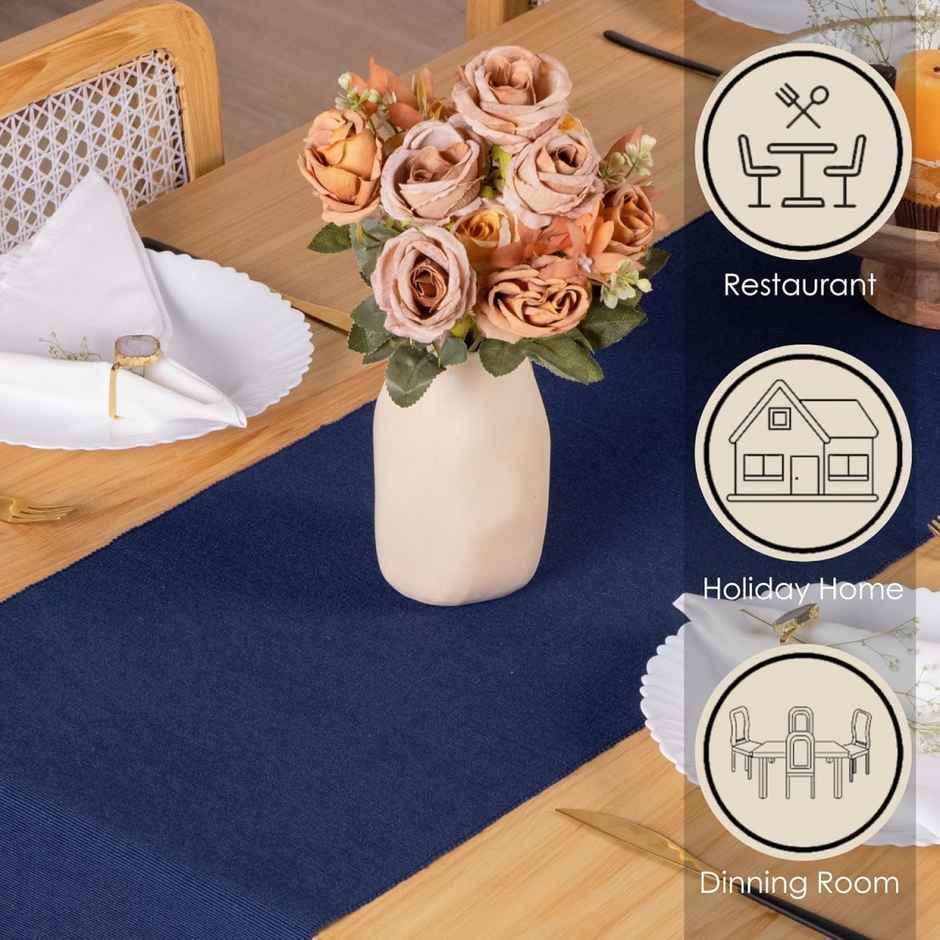 Lushomes Table Runner - Ribbed Navy Blue | 13 x 71 inch