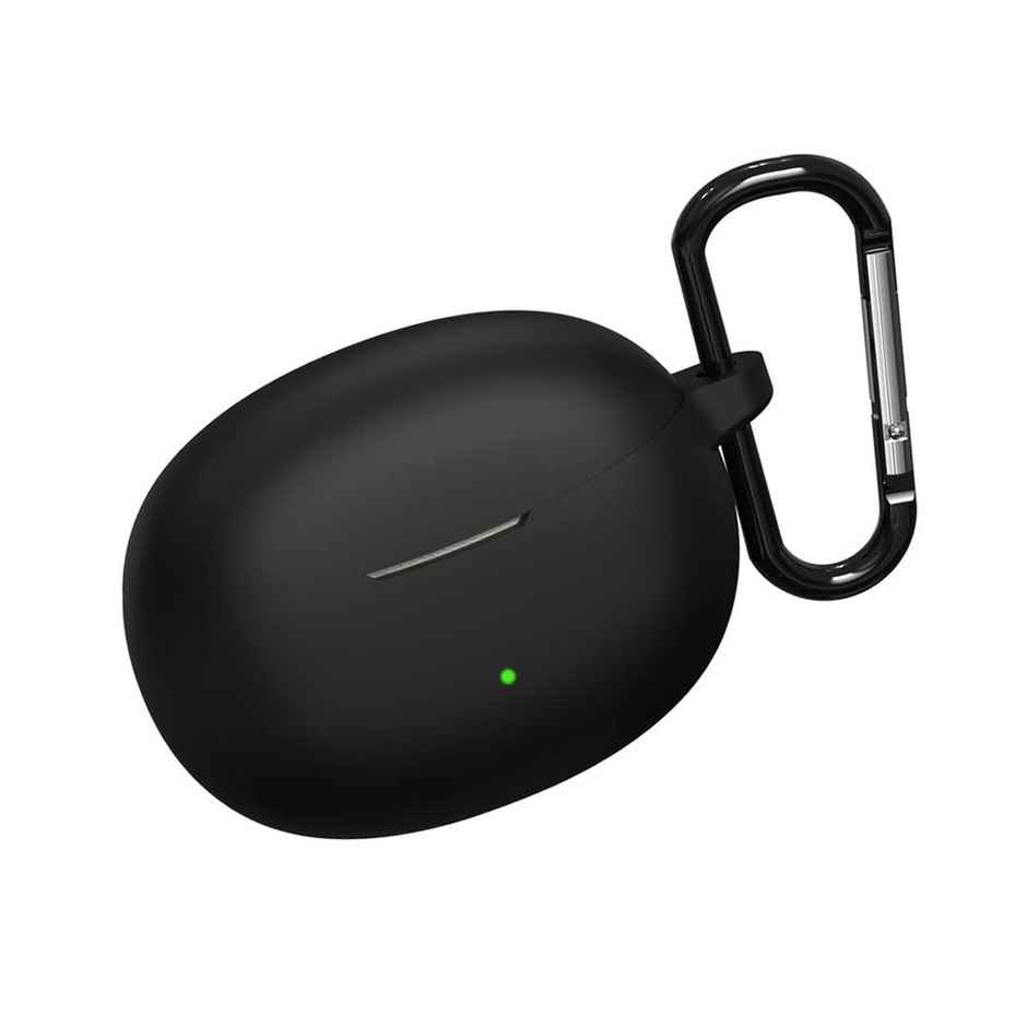 Sounce Silicone Case Cover for Realme Buds Air 3 Neo | Shockproof |360 Protection With Keychain|Black