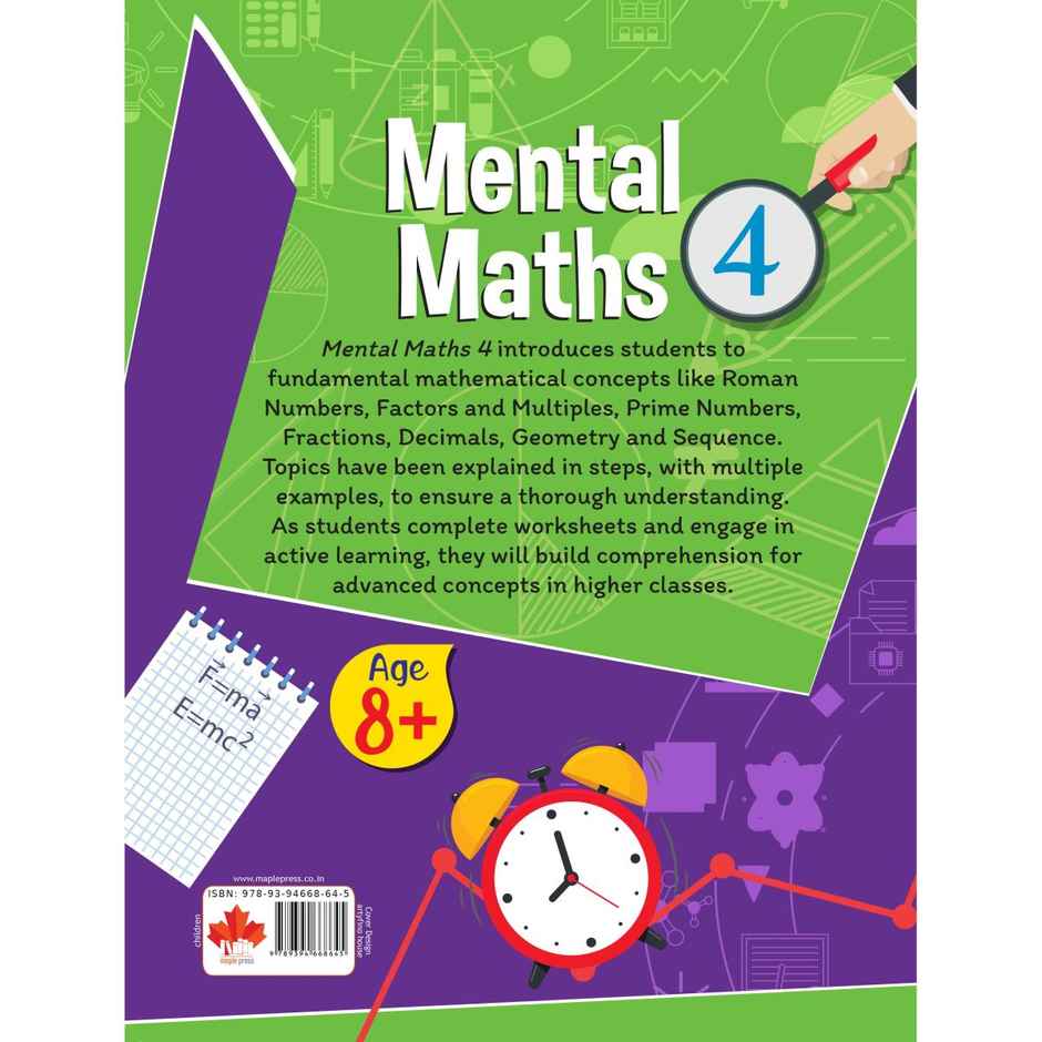 Mental Maths - Math Activity Book 4 | Age 8+ | Prime Numbers | Multiples | Hcf | Lcf