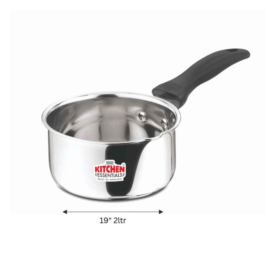 Kitchen Essentials Flat Bottom Premium Quality Sauce Pan 12, Diameter 19 Cm, Capacity 2000 ml