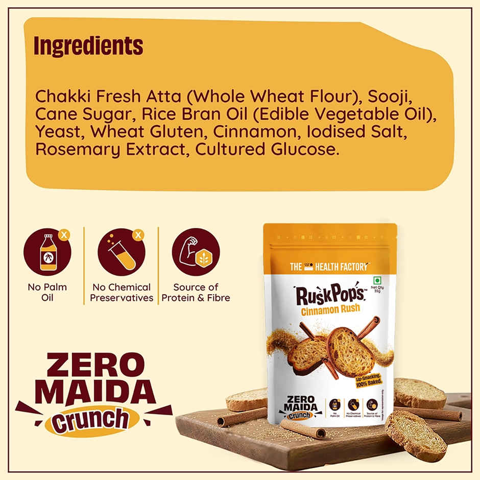 The Health Factory Zero Maida Rusk Pops- Cinnamon Rush