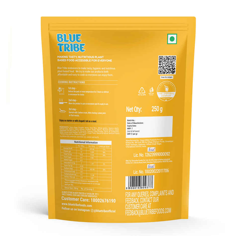 Blue Tribe Foods Ready To Eat Tandoori Soya Chaap