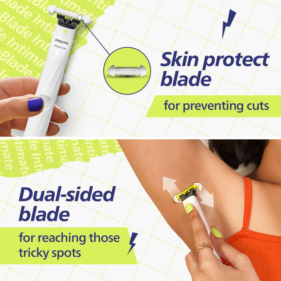 Philips OneBlade Intimate Trimmer & Razor for Men & Women | Gentle, No Irritation | QP1924-20