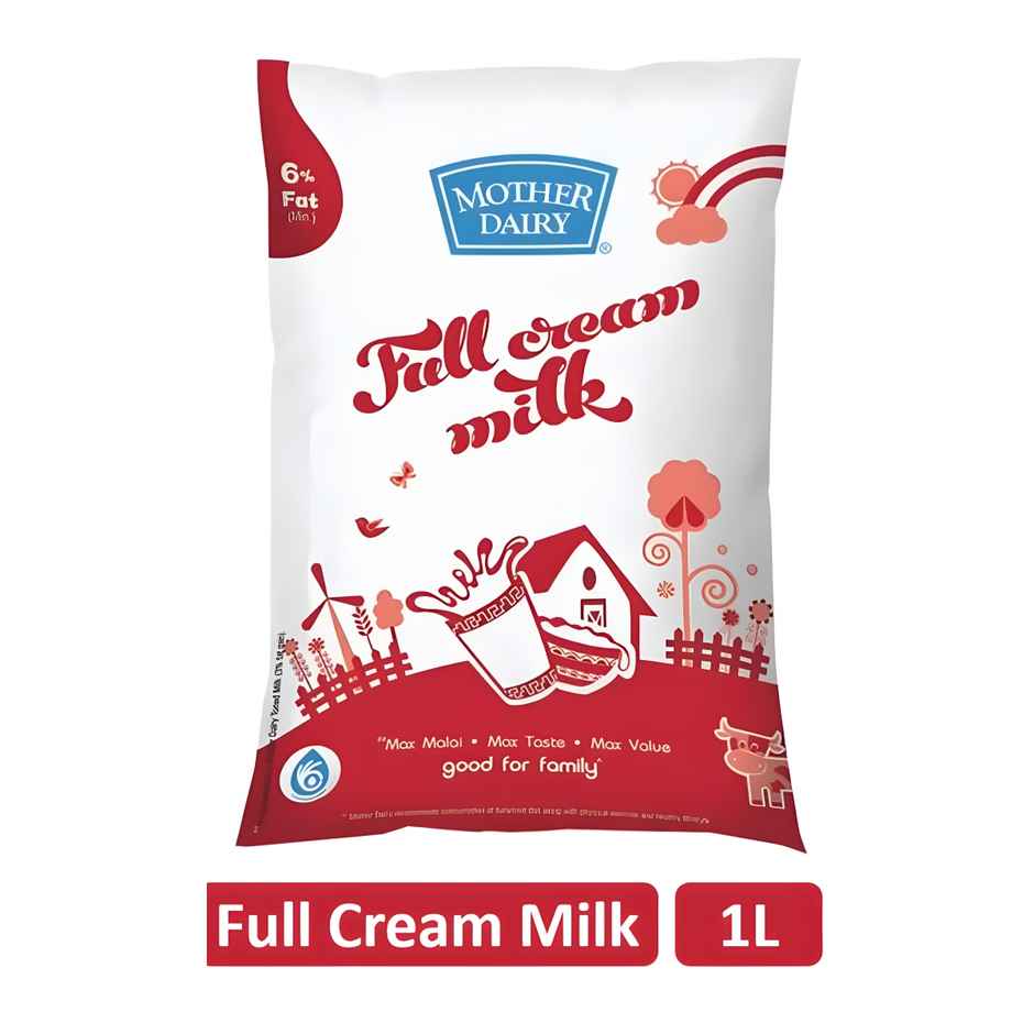 Mother Dairy Full Cream Fresh Milk | Pouch