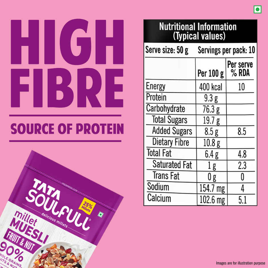 TATA Soulfull Millet Muesli Fruit & Nut Almonds & Real Fruits