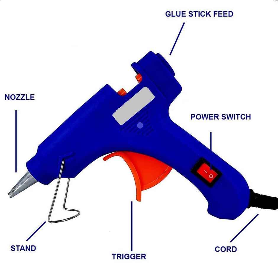 Chrome 60 Watts Hot Melt Glue Gun With On-Off Switch - Assorted