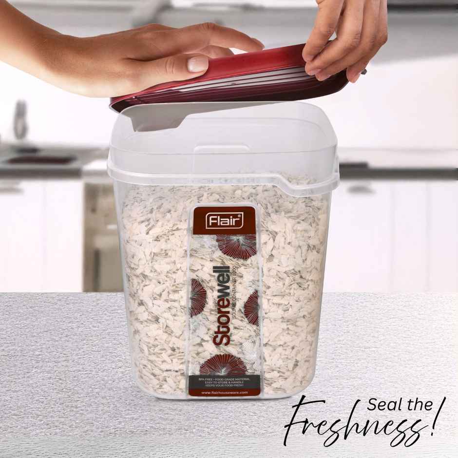 Flair Plastic Storewell Food Storage Containers 8000 ml (Maroon), Bpa Free, Spices Grains