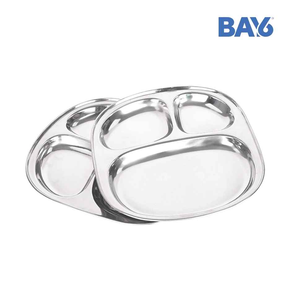 BAY6 Steel Idly / Pav Bhaji Plate 24.5 Cm - (2pc)