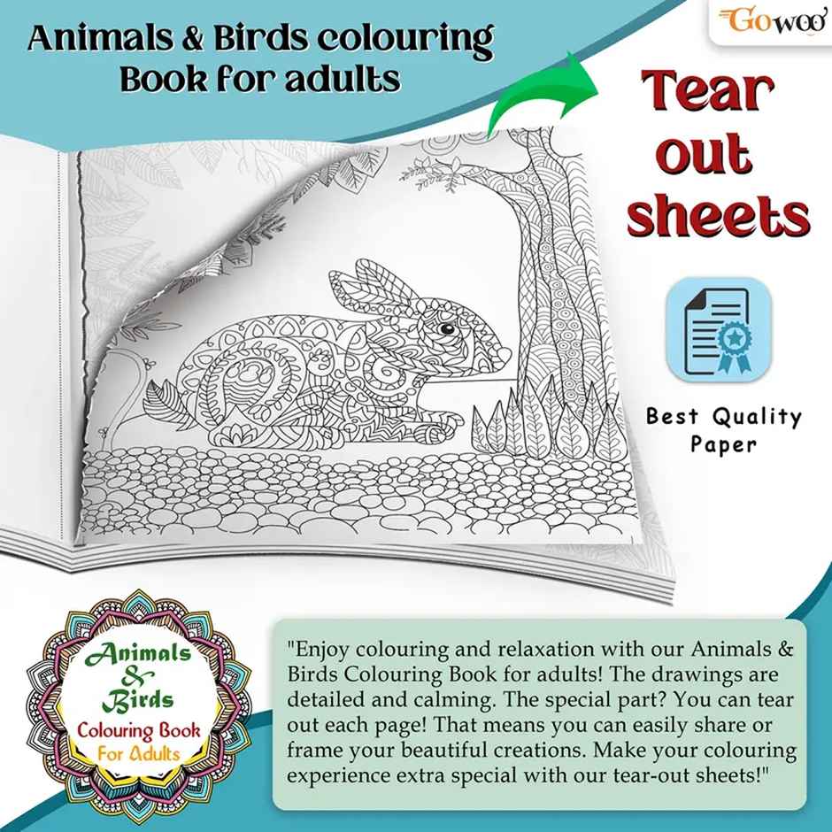 Art Therapy Animals & Birds Adult Colouring Book -colouring Book for Adults | Mindful Coloring Book