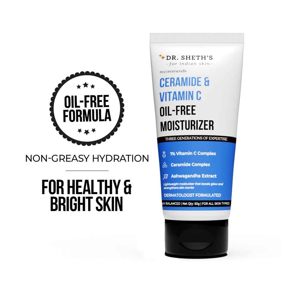Dr. Sheth's Ceramide & Vitamin C Oil - Free Moisturizer to Hydrate, Brighten Skin