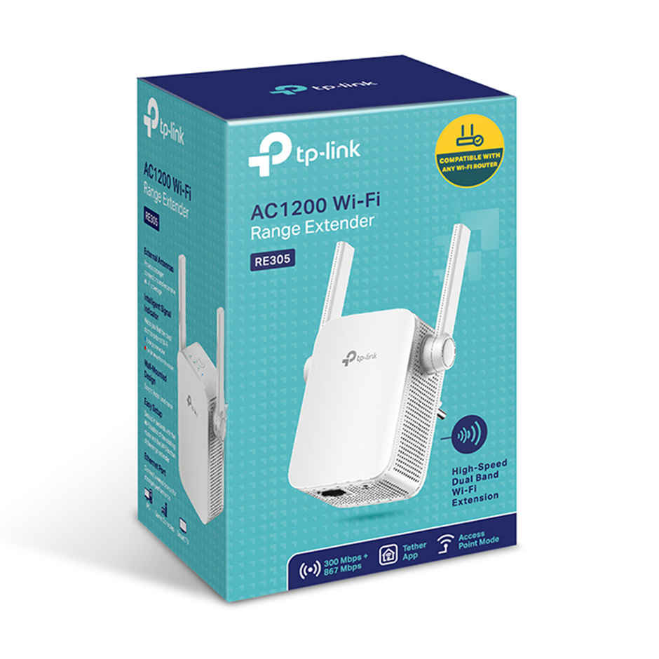 TP-Link RE305 AC1200 Mesh Wi-Fi Range Extender, Wireless Repeater Signal Booster - White