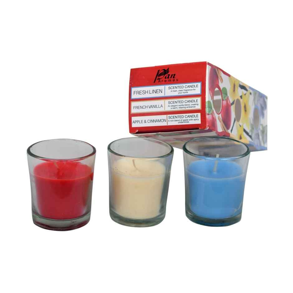 Shot Glass Candles | Pack of 3 | Apple, Vanilla & Linen | Pan Aromas
