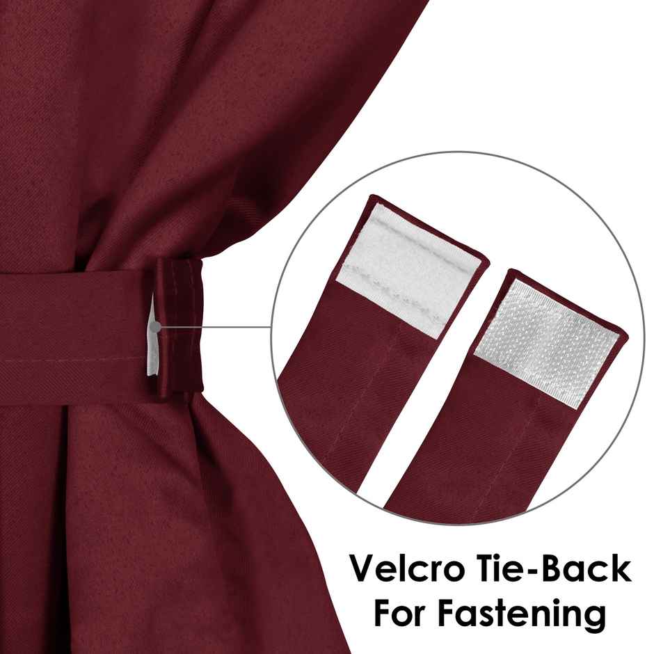 Story@Home 300 GSM 5 feet Faux Silk Blackout 1 U Window Curtain | Maroon