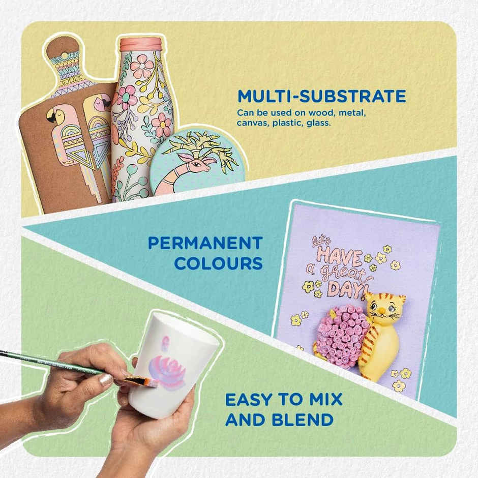 Fevicryl Multi Surface Pastel Acrylic Colours Kit 6 x15 ml Ideal For Artists