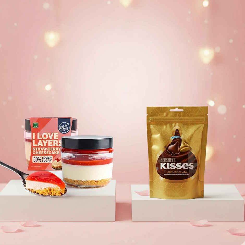Get-A-Way Strawberry Cheesecake Jar (80g) & Hershey'S Kisses Milk | Chocolate Share Bag (108g) Combo
