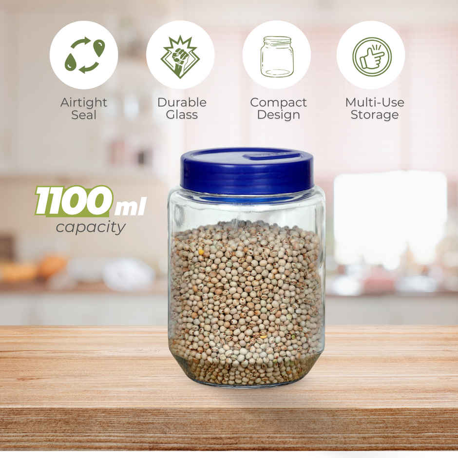 Yera Everyday Storage Jars Round 1100 ml (Each) Set Of 2 pcs