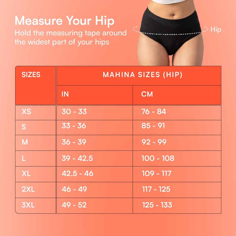 Mahina Modal Reusable Heavy Flow Period Panty for Girls & Women | Mid-Waist | Black - L