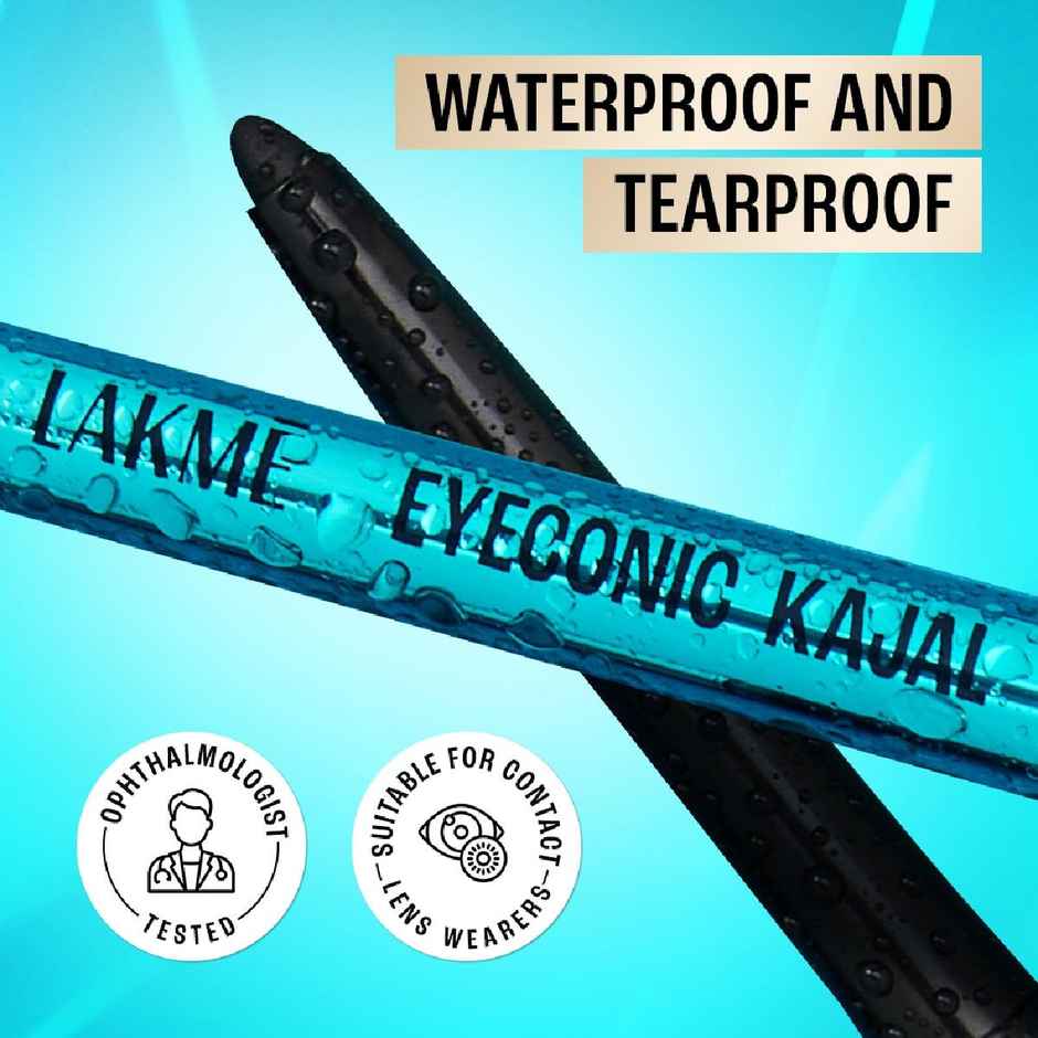 Lakme 9 to 5 Eyeconic Kajal, Smudgeproof, Waterproof, lasts upto 24 Hrs, Black