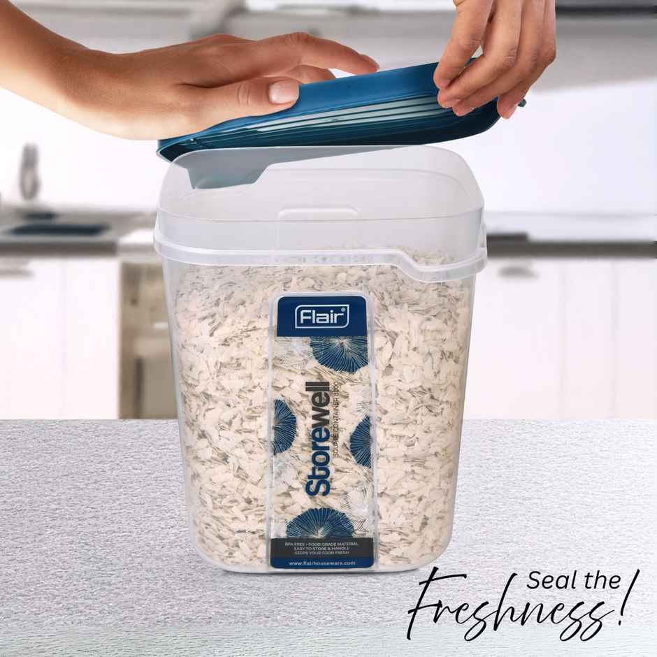 Flair Plastic Storewell Food Storage Containers 8000 ml (Blue), Food Grade, Bpa Free, Spices Grains