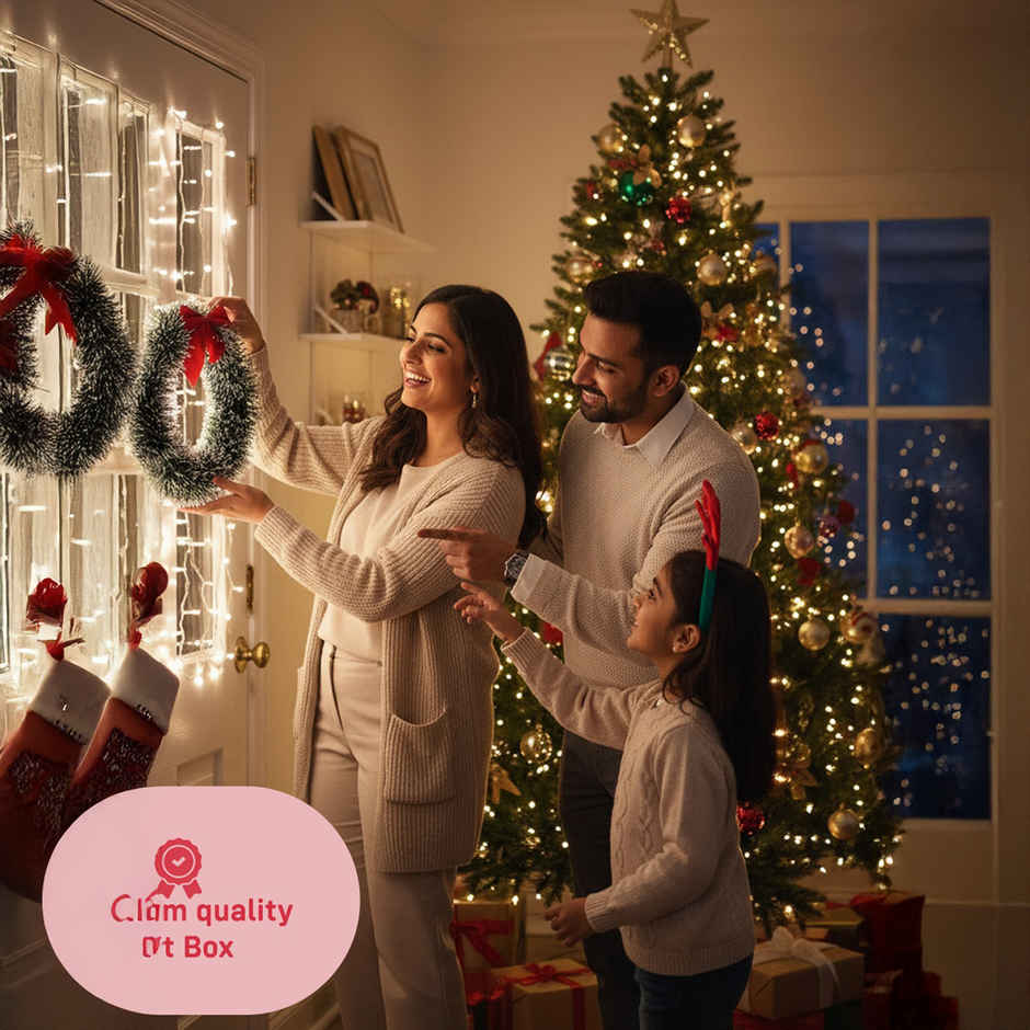 Artificial Christmas Wreath & Garland for Front Door and Wall Decoration | Party Propz