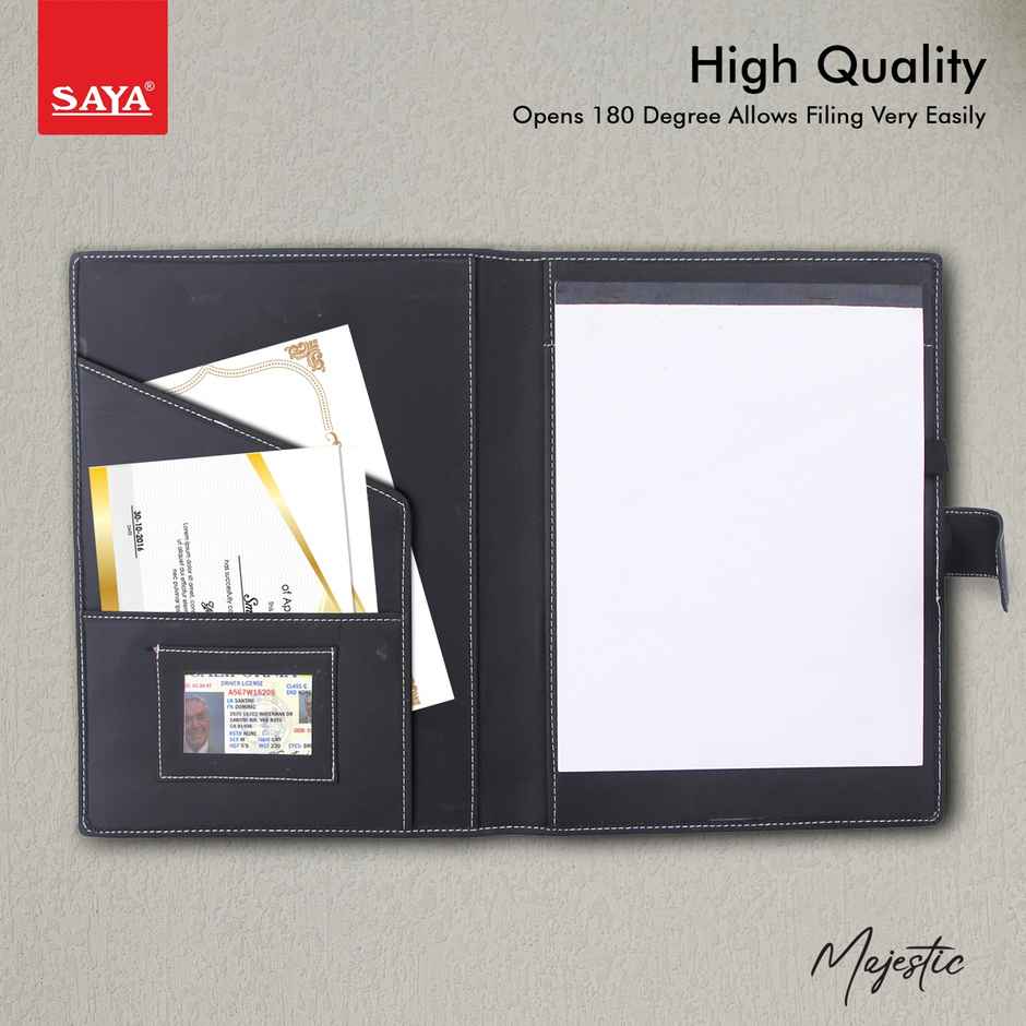 Saya Executive Folder with Magnetic Lock - FS Size, Notepad, Pen & Card Holder | Assorted