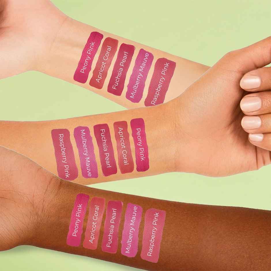 Just Herbs Enriched Liquid Lipstick Kit Set Of 5 Brights & Pinks(5ml) & Peacock Rakhi(1pc) Combo