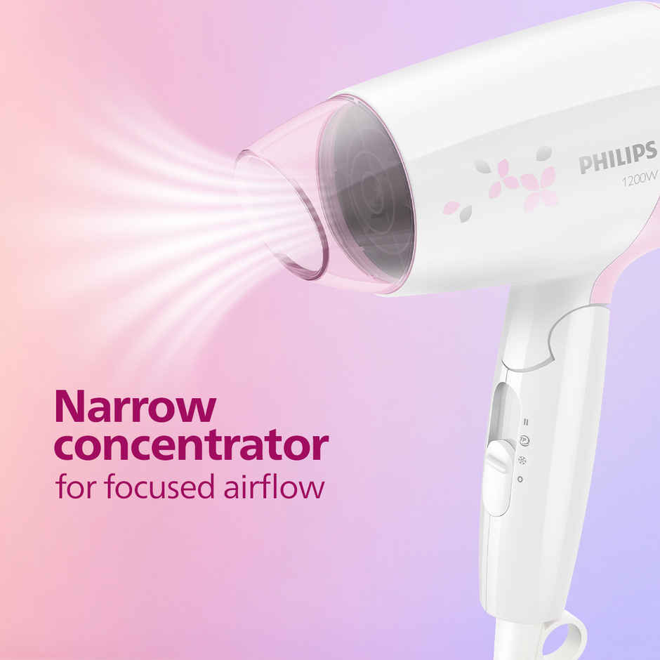 Philips India's No.1 Hair Styling Brand-Foldable Hair Dryer 1200W|HP8120 Pink,White|For Indian Hair
