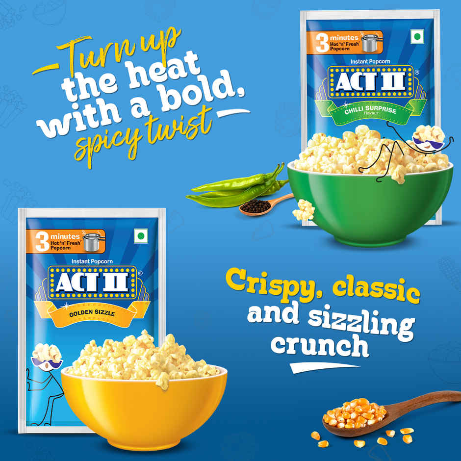 ACT II Instant Popcorn - Golden sizzle, Hot & Fresh in 3 mins Combo