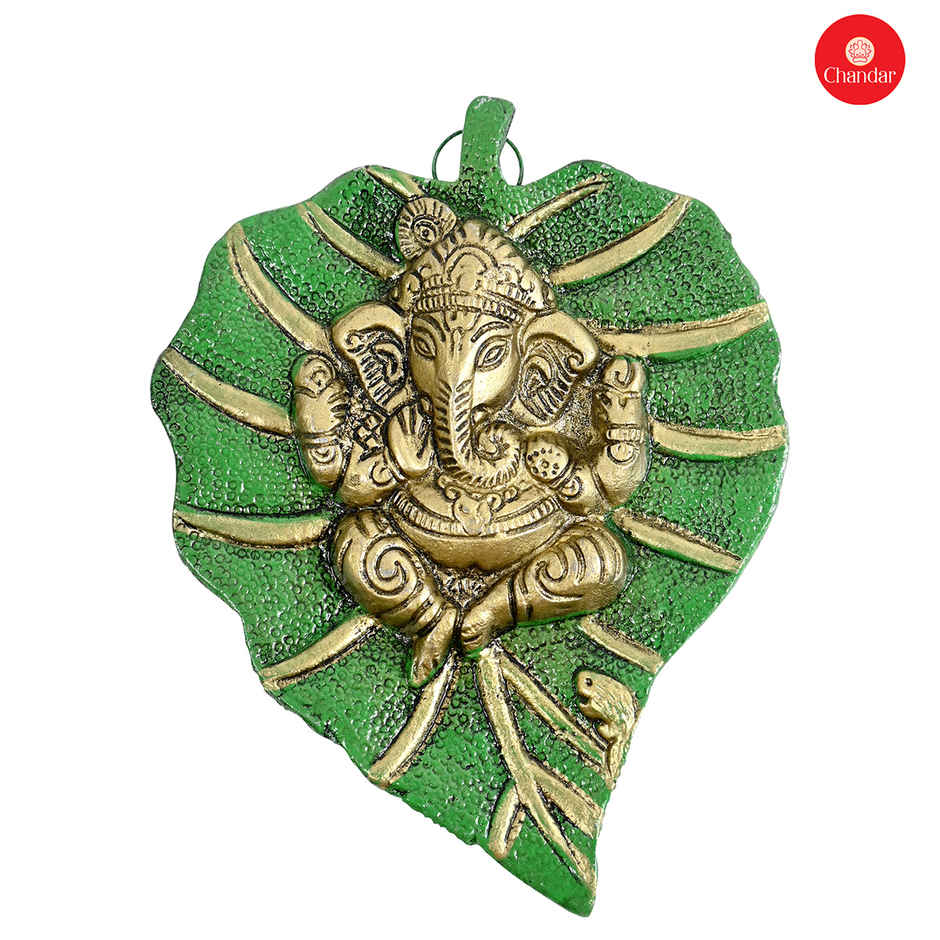 Chandar Peepal Patta Wall Hanging Oxidised 13X9X2 Cm