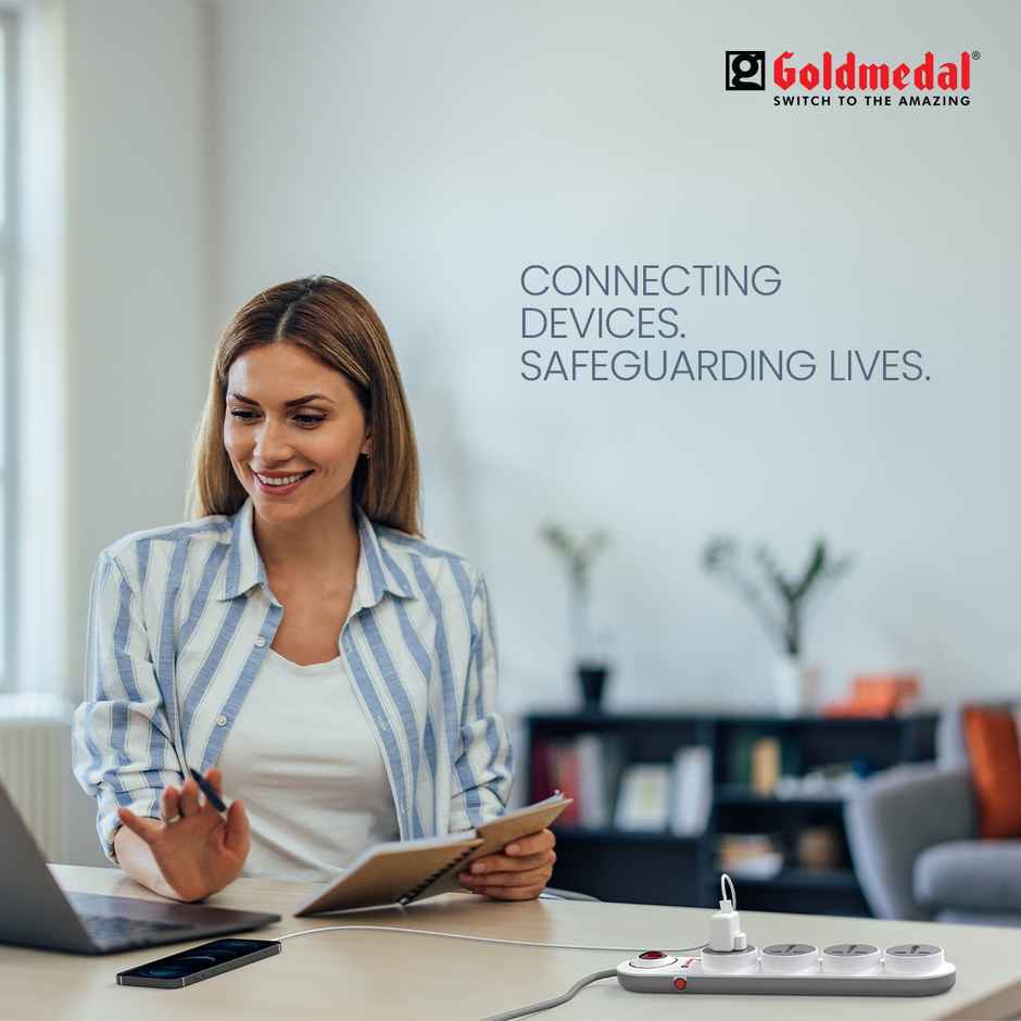 Gold Medal Logica 4X1 Spike Guard | 4 Universal Sockets | Master Switch with Indicator & Surge Protector | 2 Meter Extension Cord | Multi Plug for Home & Office Combo 