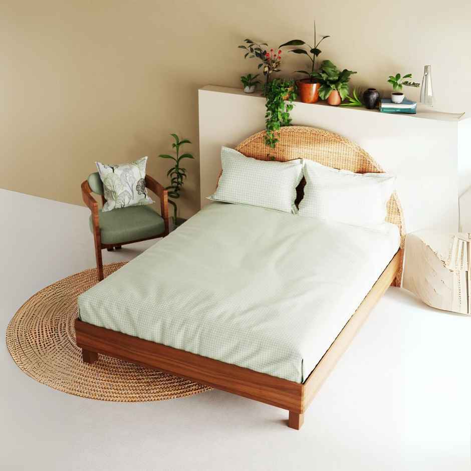 Bianca Extra Soft 100% Satin Egyptian Cotton Xl King Size Bedsheet checks-sage