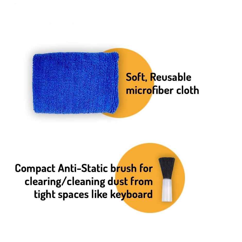 Lapcare 5 in1 Screen Cleaning Kit with Suction Balloon for PC, Laptops, Monitors, Mobiles, LCD, LED, TV/Professional Quality/Prevents Static Electricity, 125ml with Micro Fiber Cloth & Compact Brush
