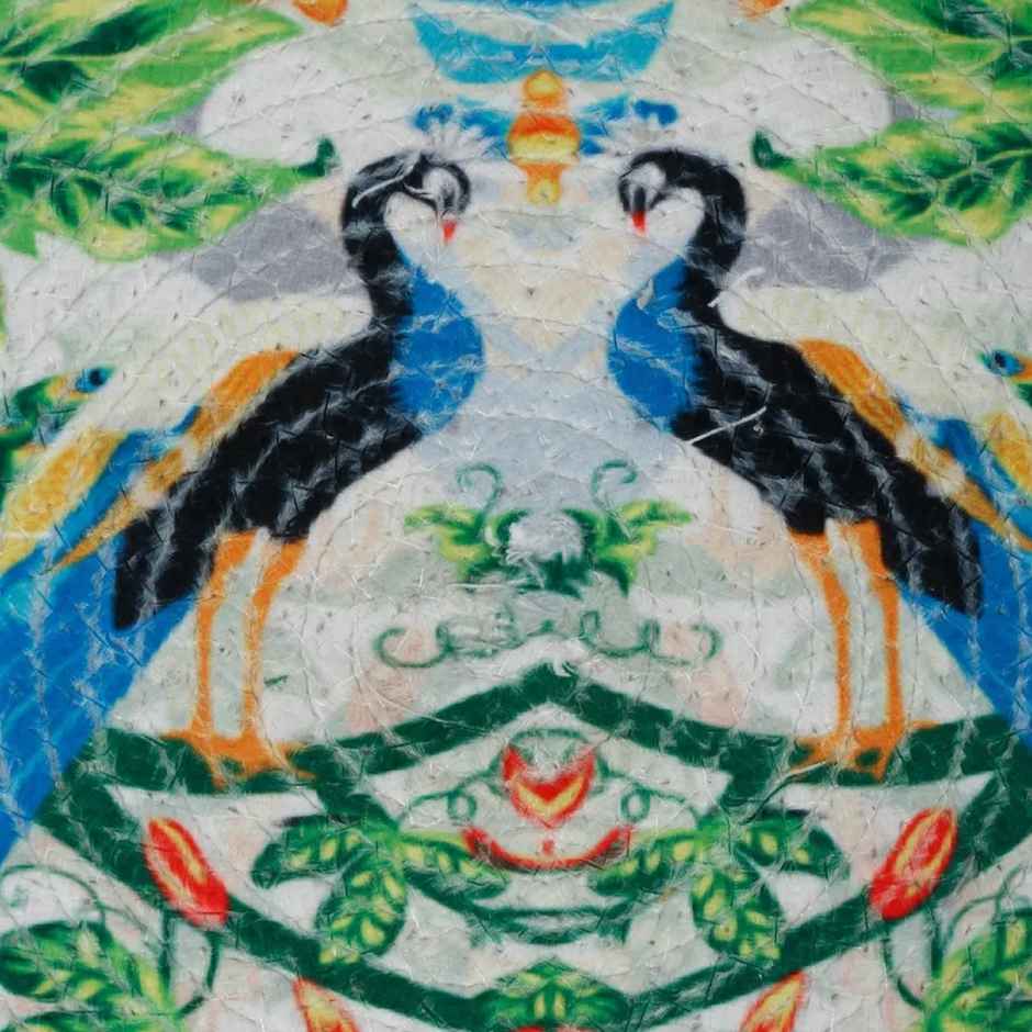 Hosta Homes Pure Cotton Multicolor Peacock Digitally Printed Table Place Mats | Pack of 2