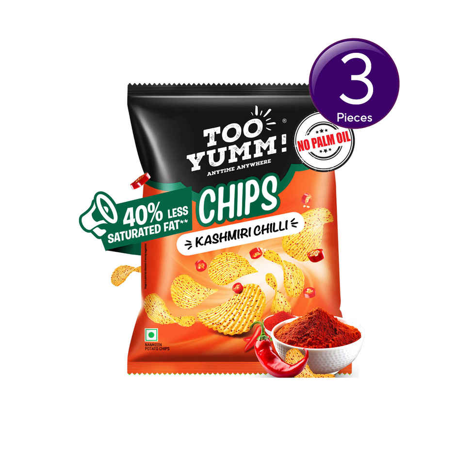 Too Yumm! Kashmiri Chilli Spicy Potato Chips| No Palm Oil Snacks Combo