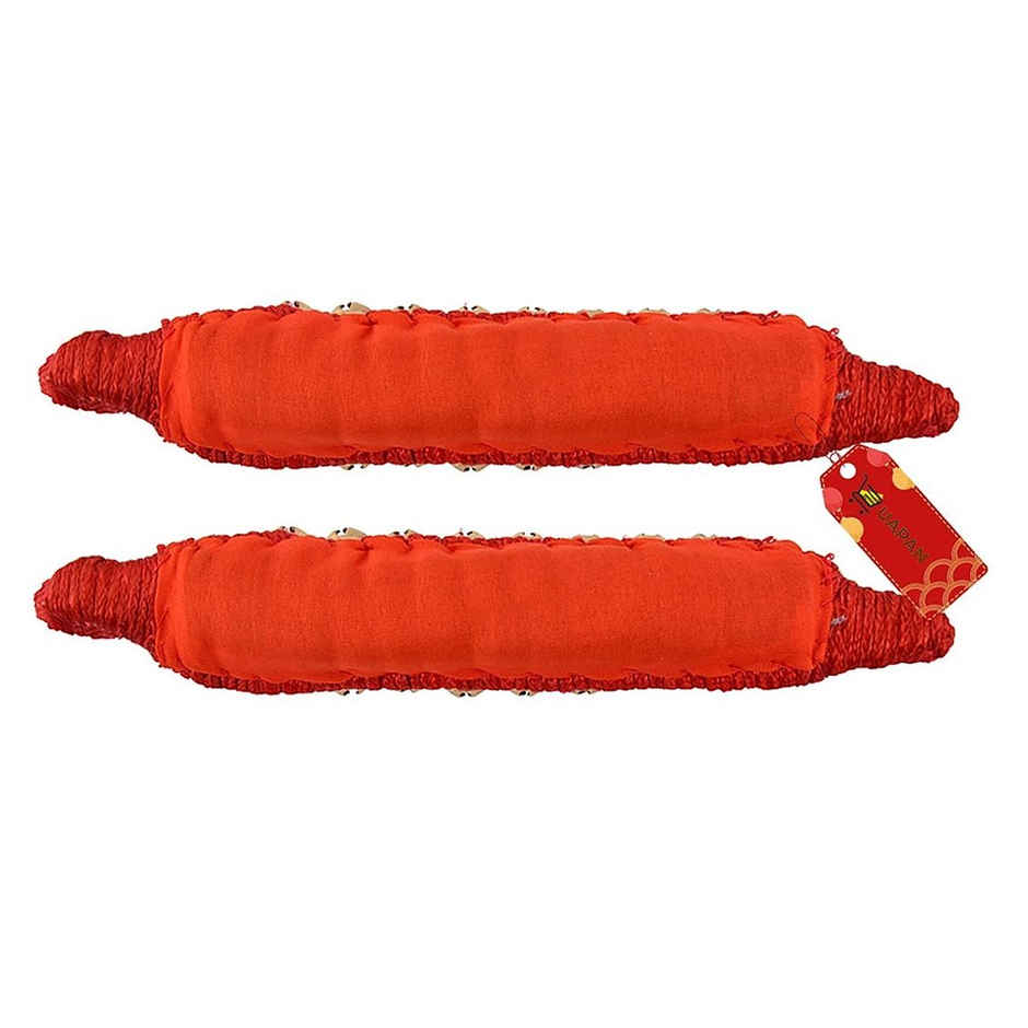 Uapan Brass Ghungroo Pad Red 2 Line Pair, 20+20