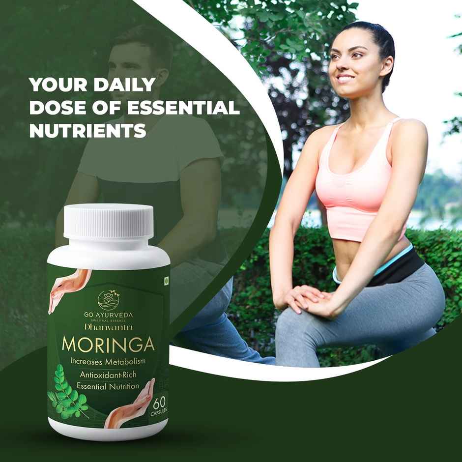 Go Ayurveda Dhanvantri Herbal Moringa Capsules | Supports Daily Nutrition & Wellness | 60 Capsules