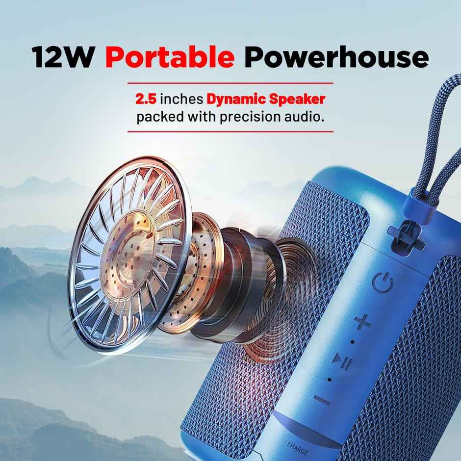 pTron Fusion Mount Mini Bluetooth Speaker with 12W Euphonic Sound | RGB Light | 10H Playtime - Blue