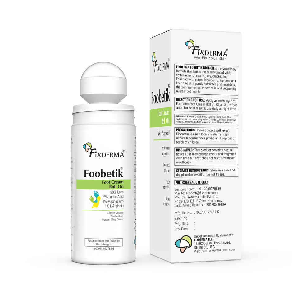 Fixderma Foobetik 20% Urea Foot Roll On For Cracked Heels with 5% Lactic Acid