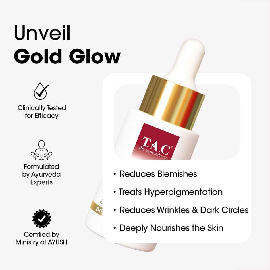 TAC 100% Pure Kumkumadi Gold Glow Face Oil Brightens, Reduces Pigmentation & Wrinkles