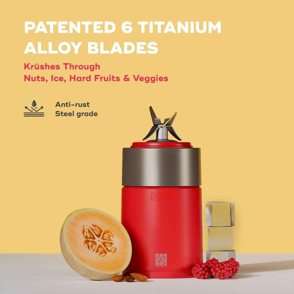 Nuuk Krush Blender | 6 Patended Titanium Blades | 24500 RPM Motor | 500W | Nuuk Red